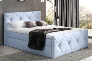 Łóżko kontynentalne z pojemnikiem CRYSTAL LUX, materac, topper | 200x200 | Kolor do wyboru