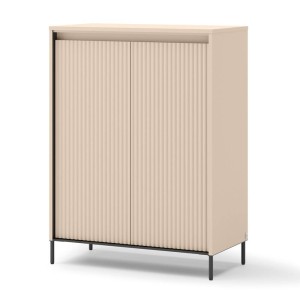 Komoda dwudrzwiowa TREND TG-03 2D | Oświetlenie LED | Beż piaskowy, czarny