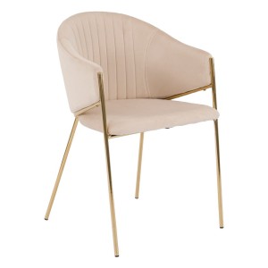 Krzesło Glamour beżowe DC-890  welur, złote nogi