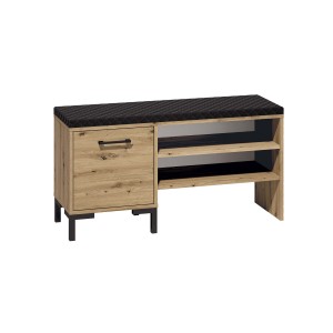 Szafka na buty z siedziskiem NEVIO 05 dąb artisan/czarny