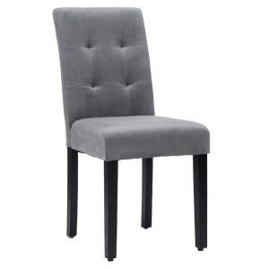 Krzesło tapicerowane drewniane MY8683 | Szary welur | Czarne nogi | OUTLET