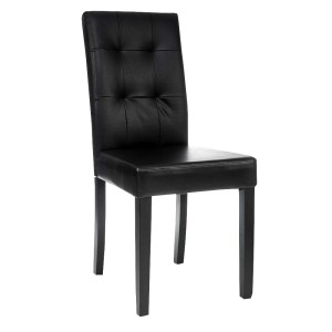Krzesło tapicerowane drewniane MY8683 | Czarna ekoskóra | Czarne nogi | OUTLET