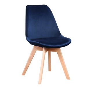 Krzesło skandynawskie ART132C | Granatowy welur #64 | Drewniane nogi | Outlet