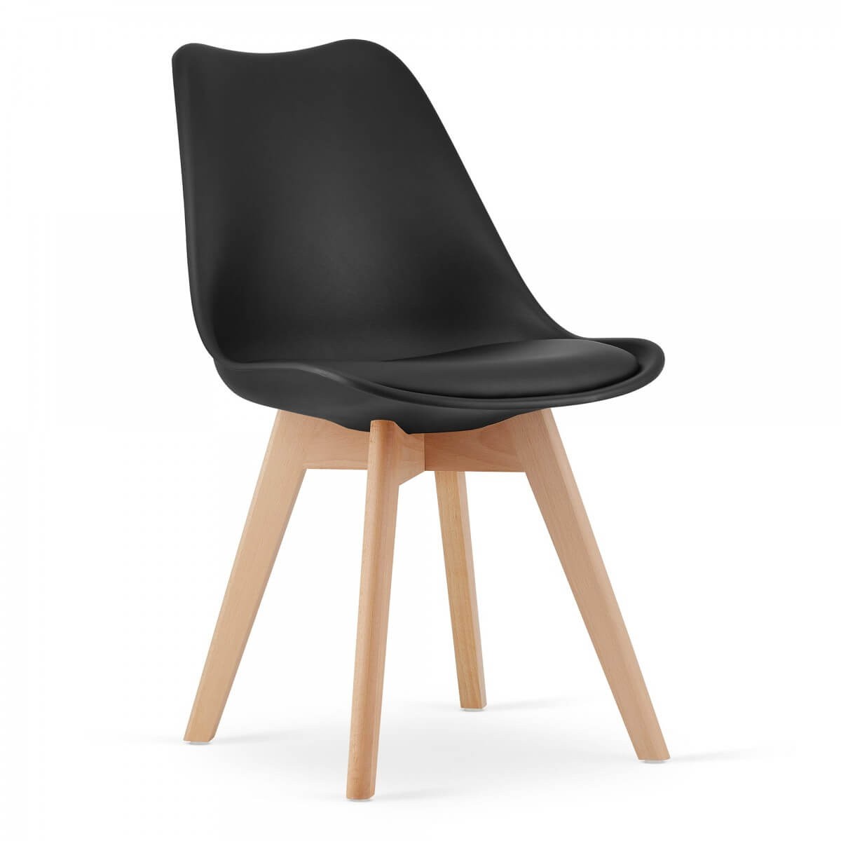 Krzesło skandynawskie 53E-7 | Czarne | Nogi drewniane | OUTLET