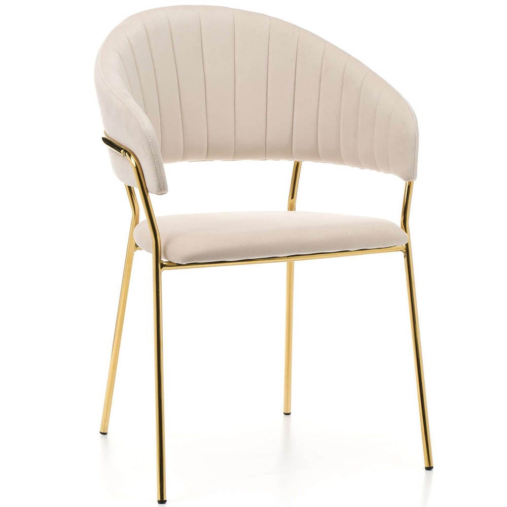 Krzesło Glamour C-889 | Beżowy welur | Złote nogi | Outlet