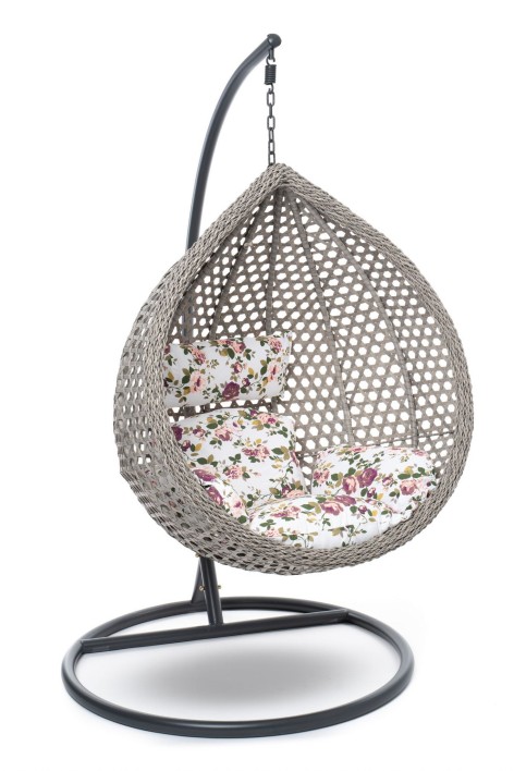 FOTEL WISZĄCY OGRODOWY PREMIUM XL SZARY, PODUSZKA SZARA - 4