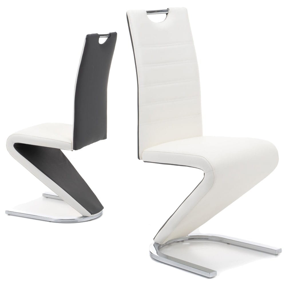 Krzesło tapicerowane DC-99-2 | Biało-szare | Ekoskóra | Outlet