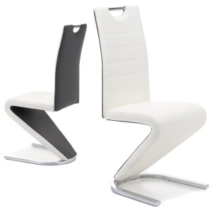 Krzesło tapicerowane DC-99-2 | Biało-szare | Ekoskóra | Outlet