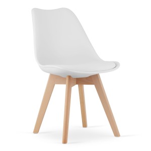Krzesło skandynawskie 53E-7 | Biały | Drewniane nogi | OUTLET