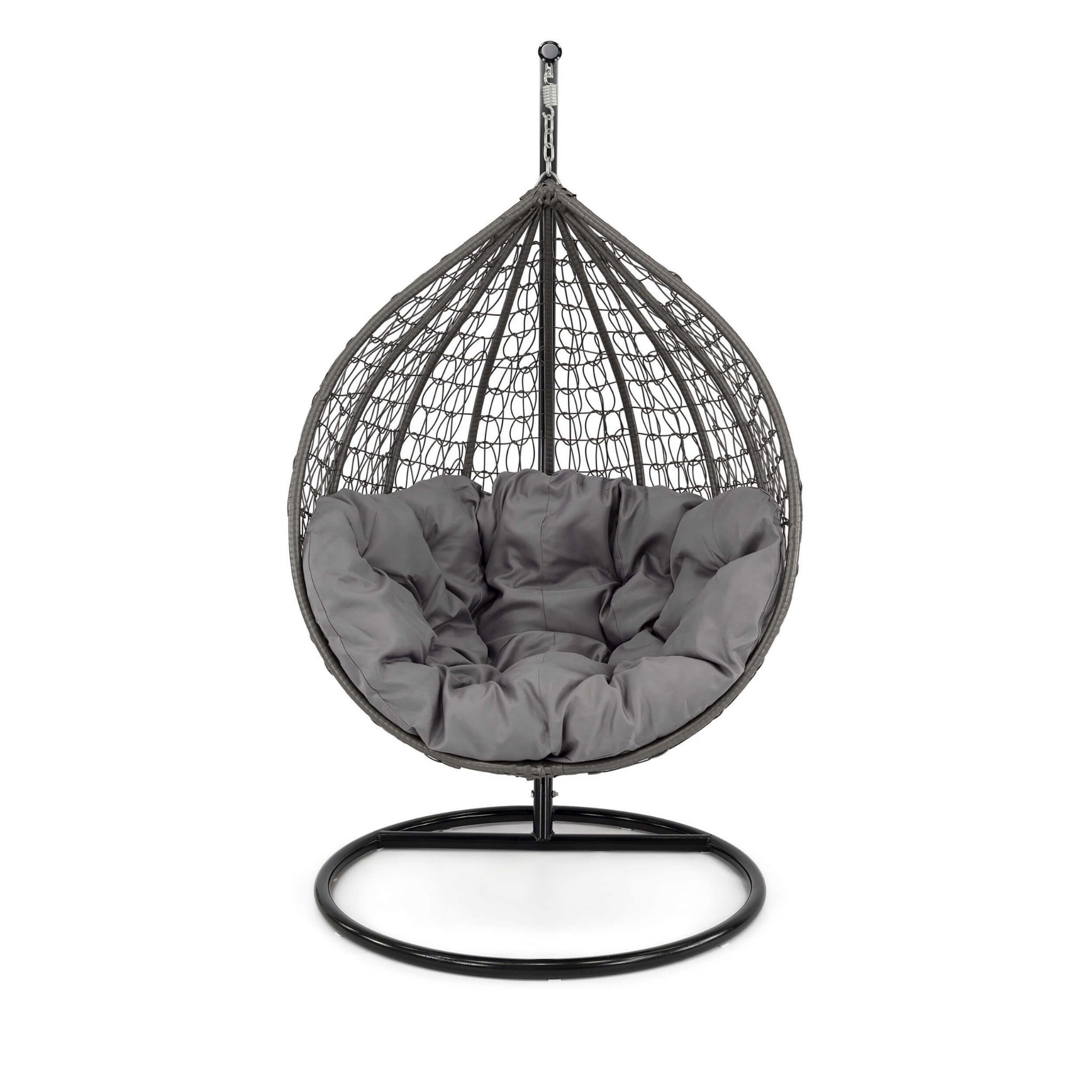 Fotel ogrodowy wiszący HC-001 szary technorattan, poduszka w zestawie | OUTLET