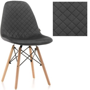 Krzesło skandynawskie tapicerowane EAMES EM01N | Welur | Popiel #21 | Nogi drewniane | Outlet