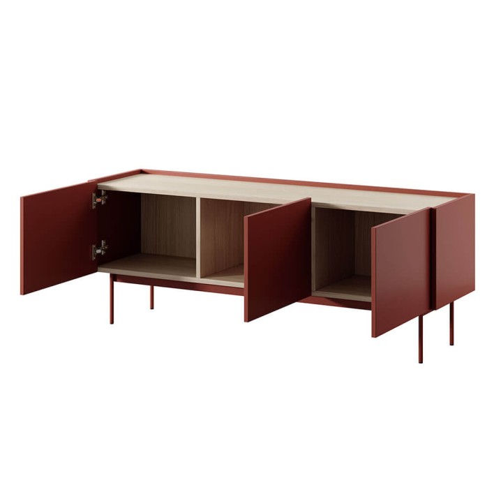 szafka rtv czerwona na nóżkach