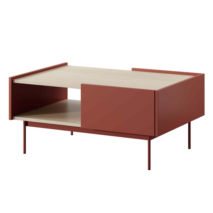 stolik kawowy czerwony na nózkach