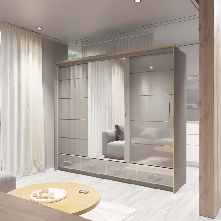 szafa przesuwna szara z lustrem sevilla 250