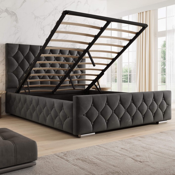 Łóżko z pojemnikiem 4319G | Welur | Ciemny szary #18