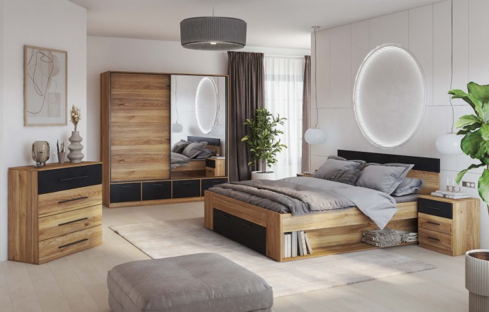 sypialnia z drewnem