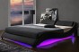 Łóżko tapicerowane 868 LED | 180x200 | Ekoskóra | Czarny | OUTLET-4