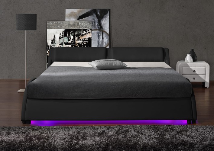 ŁÓŻKO TAPICEROWANE DO SYPIALNI 180x200 868 LED CZARNE