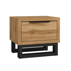 Szafka nocna HALLE 1S | 24N0NG22 | Dąb wotan, czarny