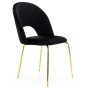 Krzesło Glamour KC-903-2 czarny welur, nogi złoty chrom | OUTLET -2