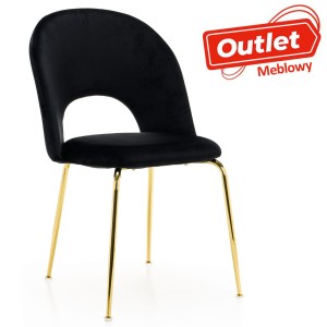 Krzesło Glamour KC-903-2 czarny welur, nogi złoty chrom | OUTLET 