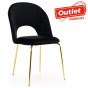 Krzesło Glamour KC-903-2 czarny welur, nogi złoty chrom | OUTLET -1
