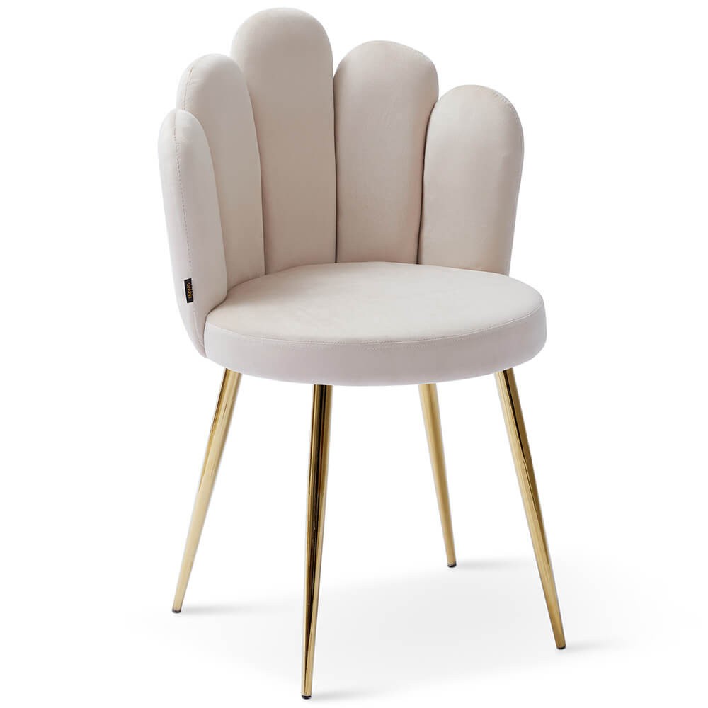 Krzesło muszelka beżowe DC-6092 złote nogi, welur | OUTLET