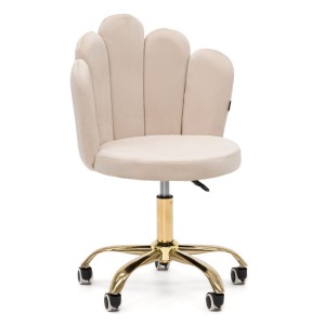 Krzesło obrotowe muszelka DC-6092S beżowy welur, złote nogi