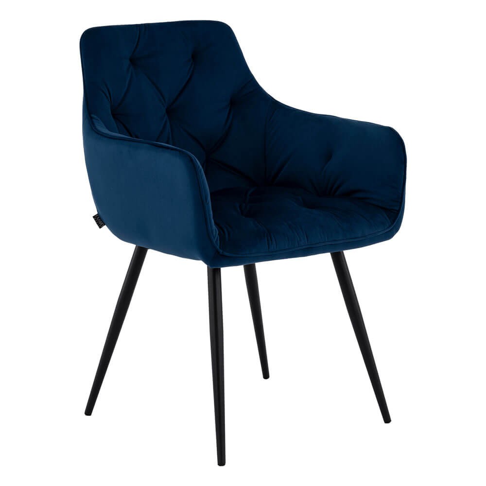 Krzesło granatowe DC-0084-3 podłokietniki, trwały welur | OUTLET
