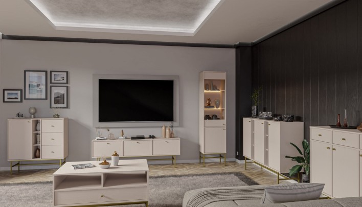 TOKYO 3 - KOMODA 824, RTV 303, WITRYNA 101, KOMODA 823+827, STOLIK KAWOWY 201 BEŻ PIASKOWY v1.jpg