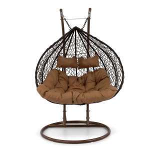 Fotel wiszący ogrodowy 2-osobowy HC-008 | Ciemny brązowy | OUTLET