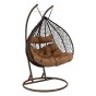 Fotel wiszący ogrodowy 2-osobowy HC-008 | Ciemny brązowy | OUTLET-2