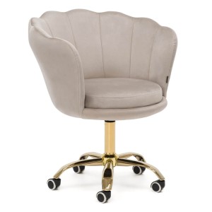 Krzesło obrotowe muszelka DC-6099S ciemny beż #7 welur nogi złote
