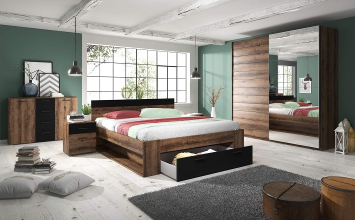 sypialnia z kolekcją BETA dąb monastery/czarny