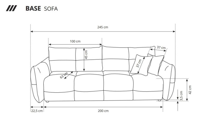 BASE sofa Wymiary