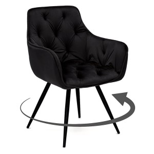 Krzesło obrotowe DC-0084-3 | welur | czarne | OUTLET