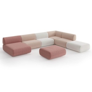 Narożnik modułowy z pufą DOLCE VITA | OTO + S1 + S1 + E + S1 + S1P + PUF  | Kolor do wyboru