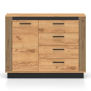 Komoda z lamelami URSO 07 | Dąb craft złoty, czarny