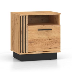 Szafka nocna z lamelami URSO 09 | Dąb craft złoty, czarny