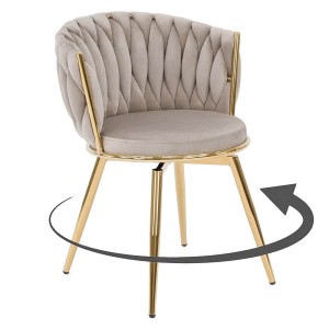 Krzesło obrotowe DC-3027 ciemny beż welur #7 złote nogi