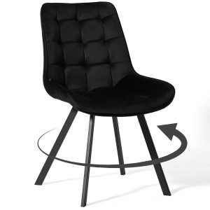 Krzesło obrotowe DC-6030S | welur | czarne | OUTLET
