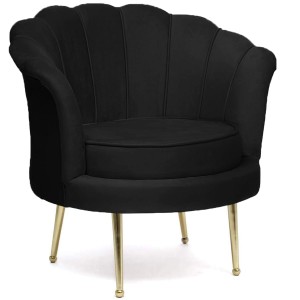 Fotel muszelka ELIF | Welur | Czarny #28 | OUTLET