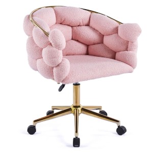 Krzesło obrotowe DC-ST9118 BALLOON różowy baranek #5, nogi złote