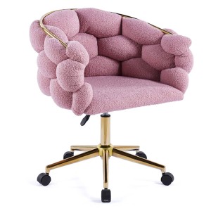 Krzesło obrotowe DC-ST9118 BALLOON różowy baranek #23, nogi złote