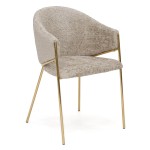 Krzesło Glamour DC-890-1 beż | boucle | złote nogi | OUTLET