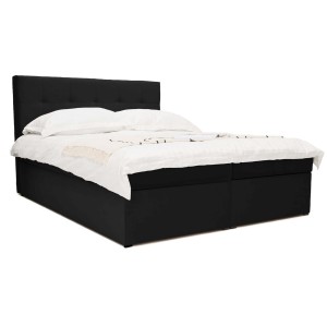 Łóżko kontynentalne z pojemnikiem CORA | 180x200 | Czarny | Topper