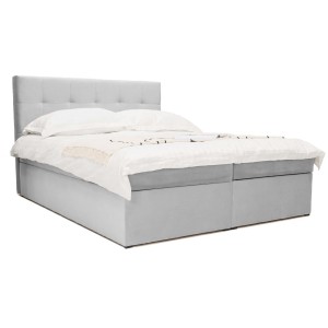 Łóżko kontynentalne z pojemnikiem CORA | 180x200 | Jasny szary | Topper