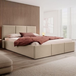 Łóżko tapicerowane z pojemnikiem SFG0159 | 160x200 | Welur | Ciemny beż #6