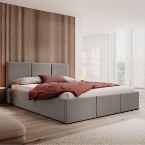 Łóżko tapicerowane z pojemnikiem SFG0111 | 180x200 | Welur | Szary #53