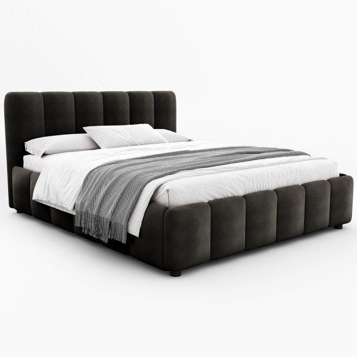 Łóżko tapicerowane z pojemnikiem 4578GP | 140x200 | Welur | Czarny - 2